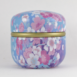 Blue Floral Powder Puff Container