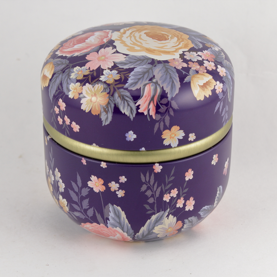 Dark Blue Rose Powder Puff Container