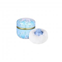 Blue Floral Powder Puff Container